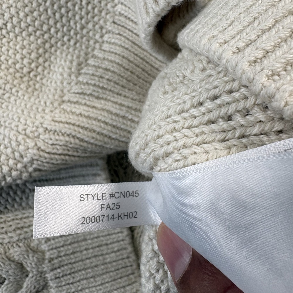 J Crew Sweater Women S Cream Cable Knit Fisherman Classic Coastal Cotton Preppy - Picture 8 of 10